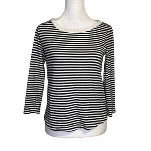 COS black & white striped three-quarter sleeve cotton top size XS
